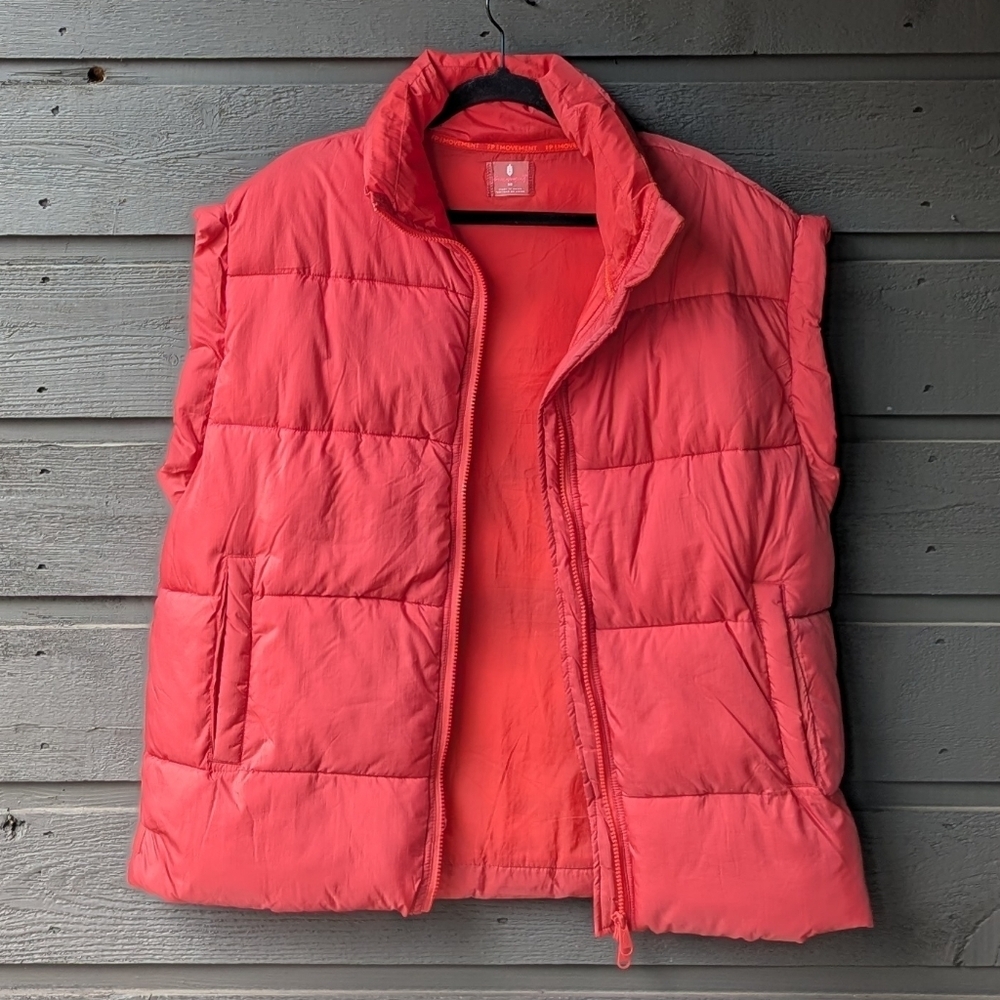 Free People Movement In A Bubble Puffer Vest Coral Orange Size XS Oversized - Picture 7 of 12